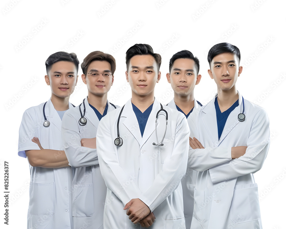 Group of Chinese Doctors Isolated on Transparent Background, Healthcare Concept Group of Chinese Doctors Isolated on Transparent Background, Healthcare Concept