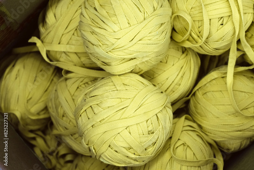 skeins of yellow cord photo