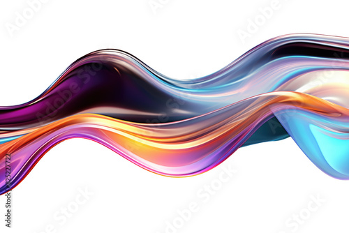 Abstract iridescent shape, wavy glass , 3d render