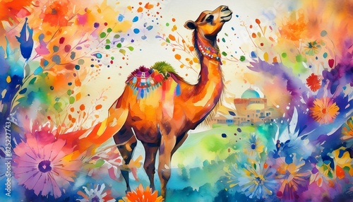 watercolor Camel art painting for eid ul adha. Watercolor Camel Painting for Eid ul Adha photo