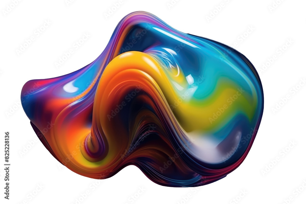 Abstract iridescent shape, wavy glass , 3d render Abstract iridescent shape, wavy glass , 3d render