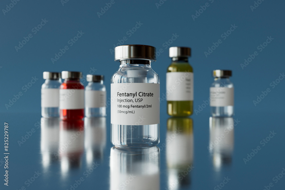 3D Render of Fentanyl Citrate Injection Vials 3D Render of Fentanyl Citrate Injection Vials