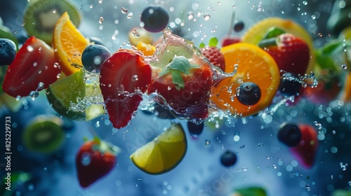 Fresh and juicy fruit salad in a glass bowl for healthy food designs