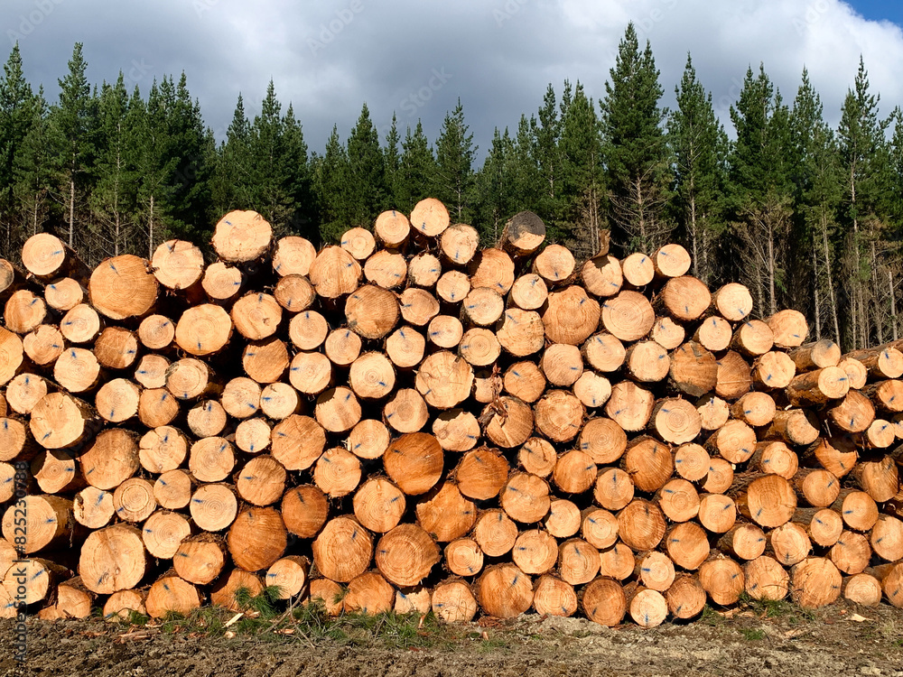 Logs at a forestry plantation, New Zealand. Logs at a forestry plantation, New Zealand.