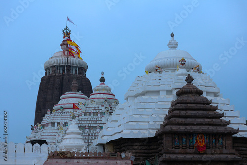 Domes of the Jagannath Temple in Puri, Orissa at dusk.