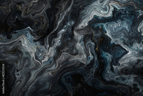 The is a black and white abstract painting with a lot of swirls and lines