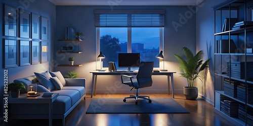 Minimalist home office workspace with clean-cut design photo