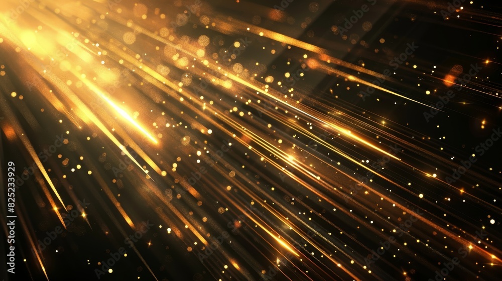 A bright yellow line of sparkles with a black background A bright yellow line of sparkles with a black background