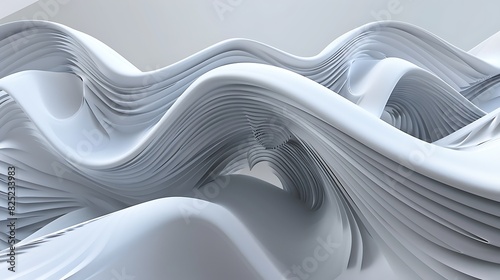 3D rendering of a white parametric surface with a wave-like pattern. photo