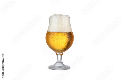 Photography a beer glass with beer heads, dublin glass