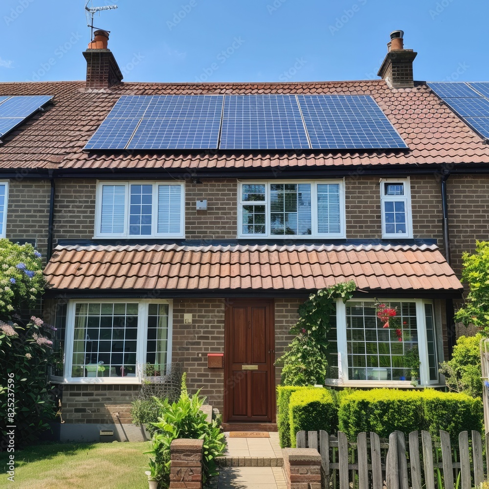 Black Samsung Solar Panels Installed on a Typical UK Terraced House Black Samsung Solar Panels Installed on a Typical UK Terraced House