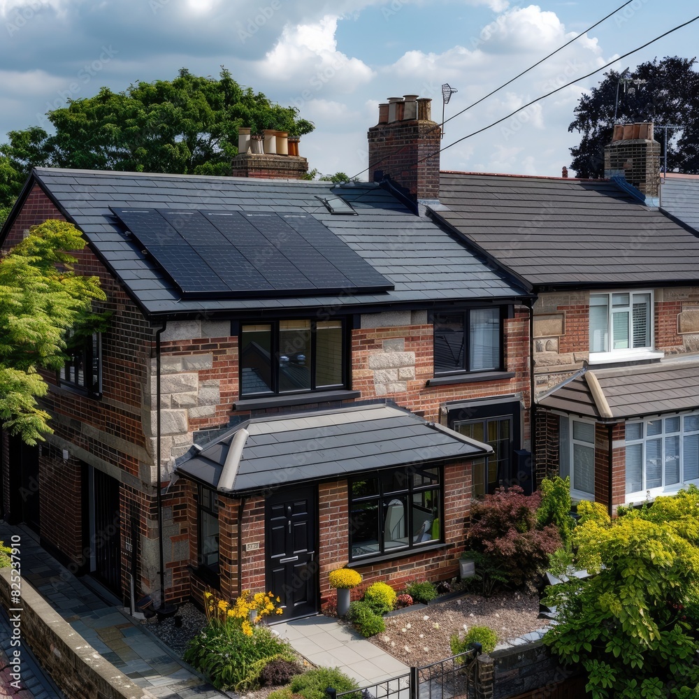 Black Samsung Solar Panels Installed on a Typical UK Terraced House Black Samsung Solar Panels Installed on a Typical UK Terraced House