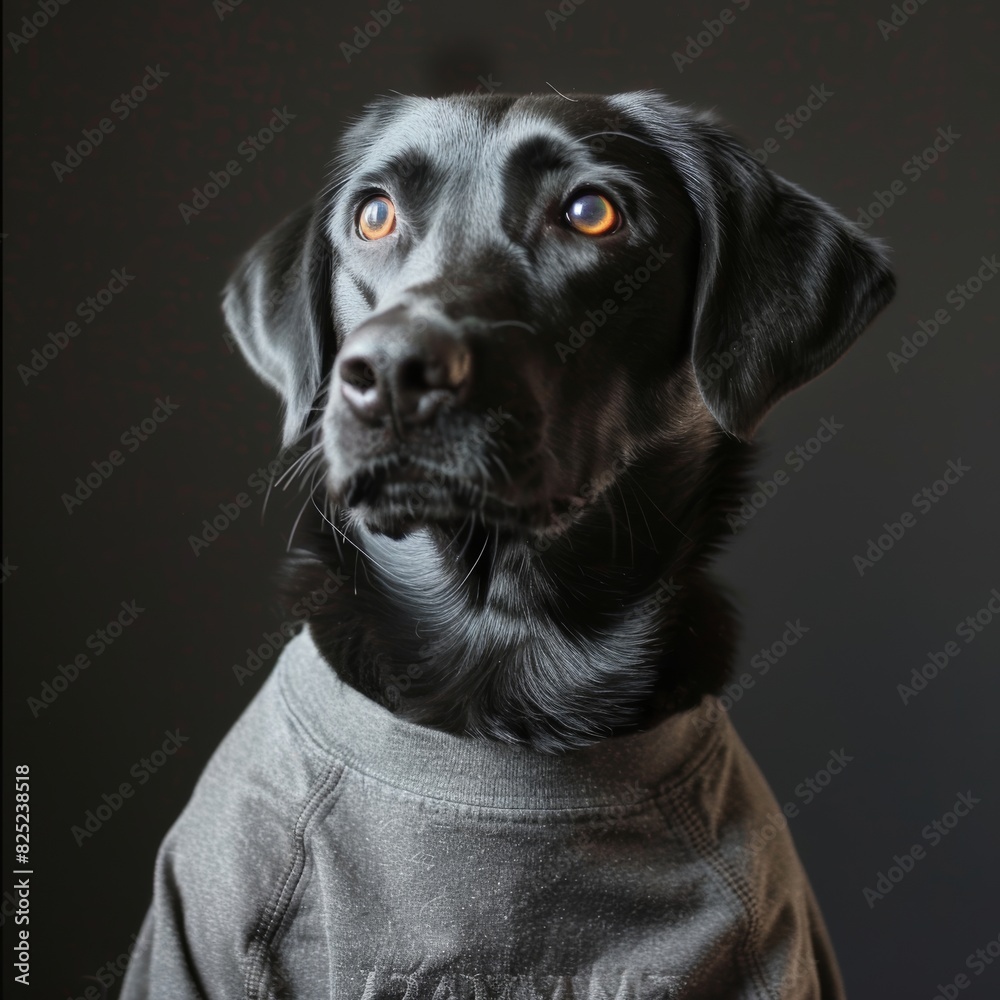 a black labrador retriever wearing a tshirt a black labrador retriever wearing a tshirt