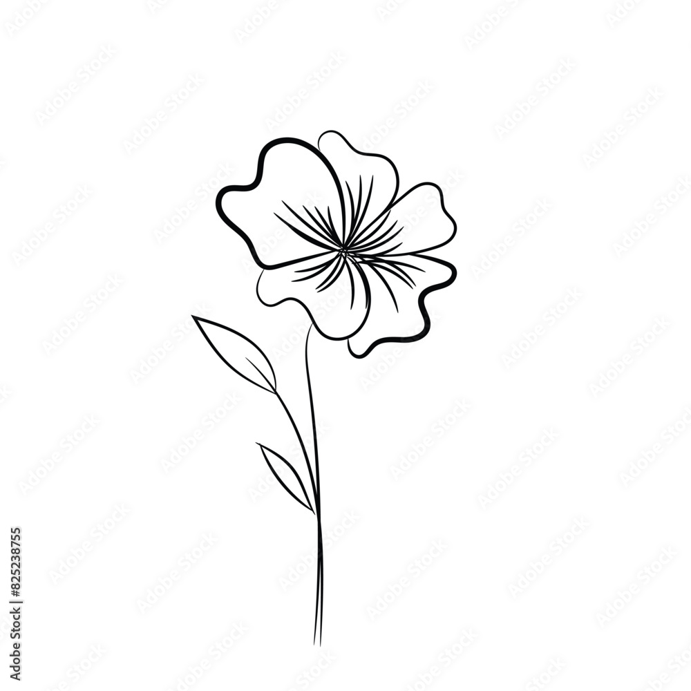 Obraz premium Hand drawn flat design simple flower outline 