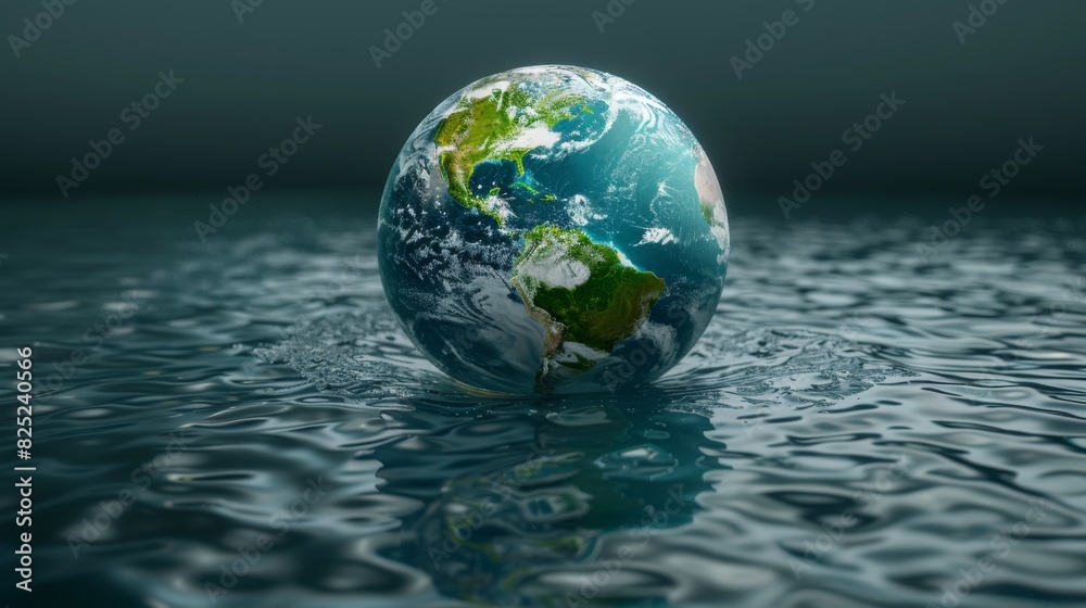 Climate Change Impact Visualization: Earth Model in Floating Sphere Showing Natural Disaster Affected Areas