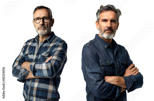 Pair of Mature Confidence Man with Arms Crossed Isolated