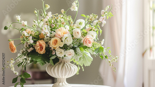 Spring flowers in vintage vase, beautiful floral arrangement, home decor, wedding and florist design