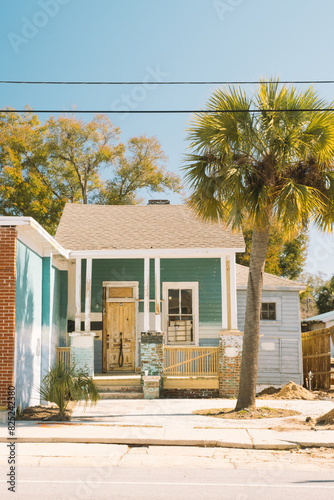 Old Florida House with Palm Tree photo