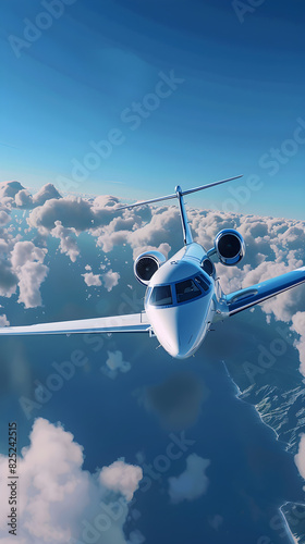 High-Flying Modern Commercial Airplane in Clear Blue Sky Showcasing Aviation Advancements and Human Innovation