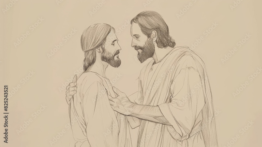 Obraz premium Jesus' Teaching on the Importance of Faith Like a Mustard Seed, Biblical Illustration of Trust and Miracles, Ideal for Inspirational and Devotional Use