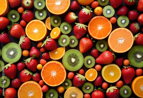 Organized  Oranges  kiwis  strawberries in harmony