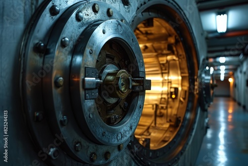 A detailed view of a machine operating in a factory setting, showcasing industrial equipment and manufacturing processes