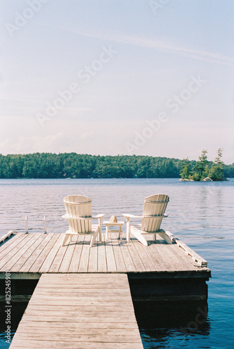 Two Empty Chairs by the Lake in Maine in Summer - 35mm Film