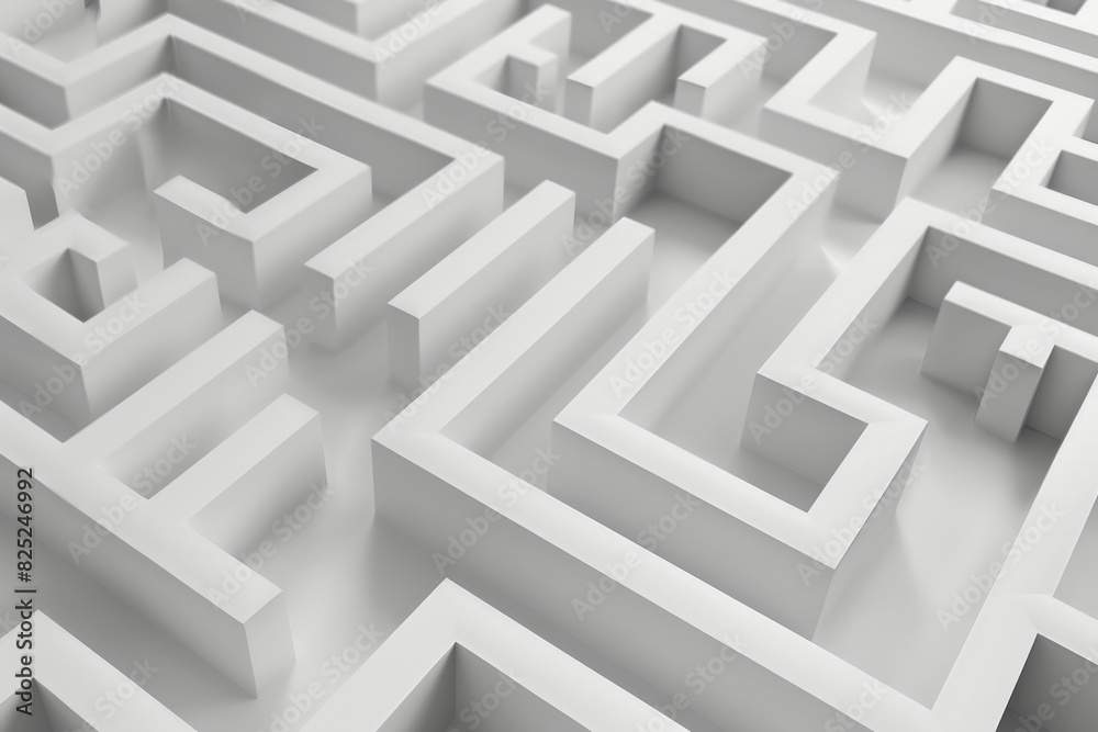 3D rendering of a complex maze of white walls. 3D rendering of a complex maze of white walls.