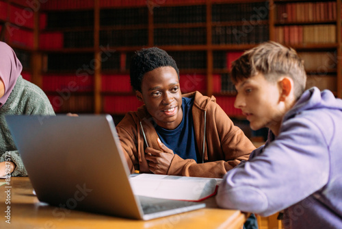 Students in library 