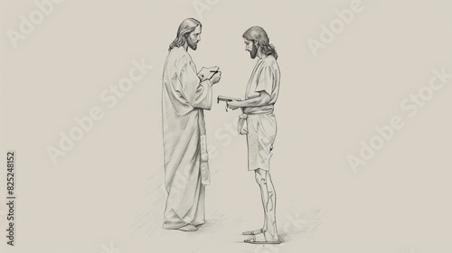 Jesus Standing Beside a Person Facing a Difficult Decision  Offering Guidance  Biblical Illustration of Support and Wisdom