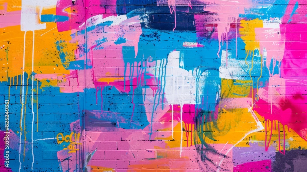 Vibrant Street Art Mural: Creative Blend of Colors and Graffiti Reflecting Artist's Imagination. Full-Frame 4K HD Wallpaper.