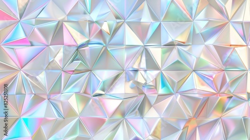 White and candy colored abstract glowing glass triangle mosaic tile mirror wall texture background banner panorama, seamless pattern (generated by AI), 4k HD wallpaper, background, generated by AI.