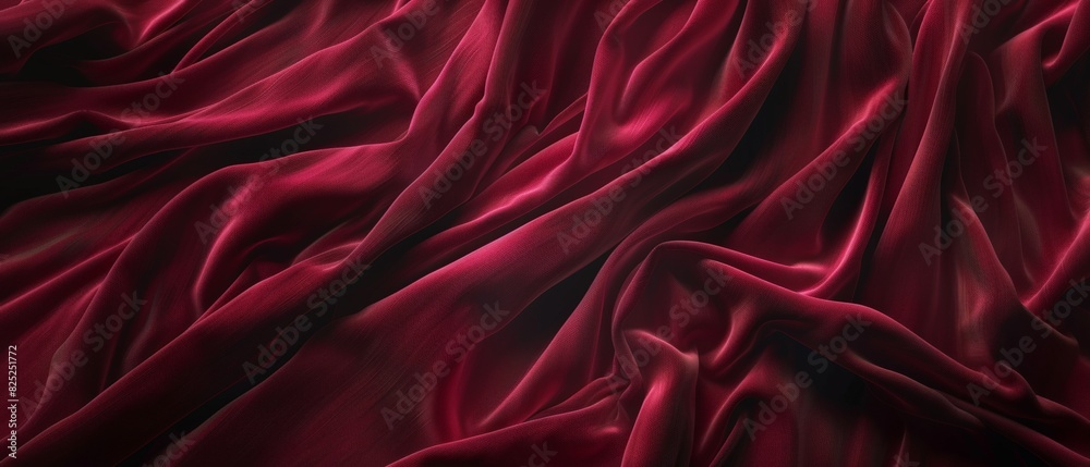 Red crumpled fabric with delicate waves. Red crumpled fabric with delicate waves.