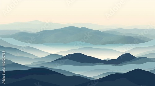 Unnatural silhouettes of hills and mountains at a uniform height photo