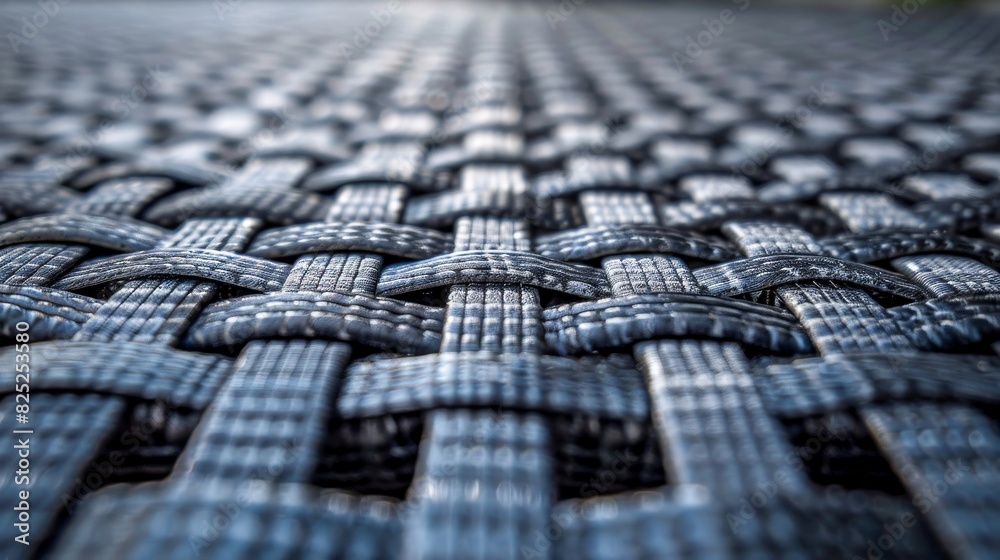 Close-up of interlaced woven texture. Detailed pattern of a grey wicker weave creating a visually dynamic surface. Ideal for backgrounds. Close-up of interlaced woven texture. Detailed pattern of a grey wicker weave creating a visually dynamic surface. Ideal for backgrounds.