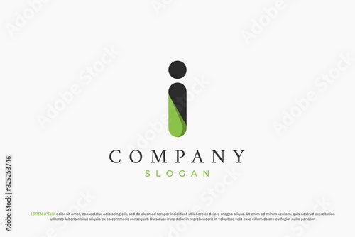 logo letter i business modern green black