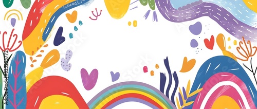 Vibrant Doodle Page Border Design for Pride Month and Day with Blank Empty Space