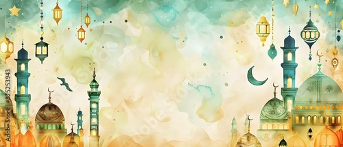 Wallpaper Mural Vibrant Eid al Adha Doodle Border with Blank Space for Mockup Message Torontodigital.ca