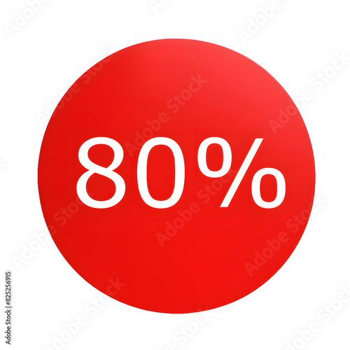 A round red sticker with white text announcing a 80% discount. Perfect for sales and promotions