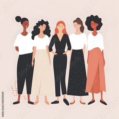 Featuring a group of women with different unique hairstyles  this illustration highlights the themes of unity  inclusivity  and multiculturalism.