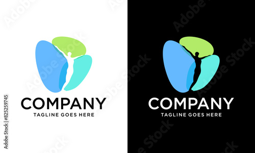 Creative human health care logo, physiotherapy logo, human jump logo, p Letter logo