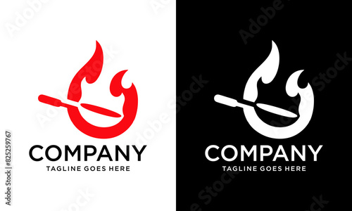 Creative Vector pan with a fire logo design concept illustration idea