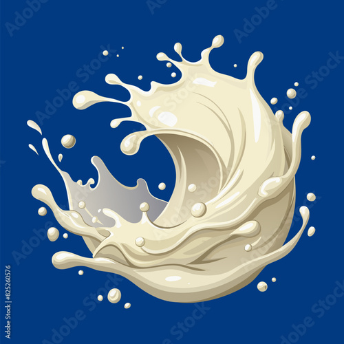 Realistic milk splashes or wave with drops and splatter