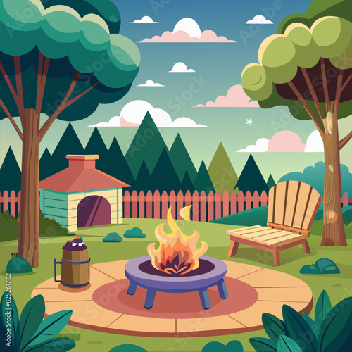 Backyard fire pit relax. 
