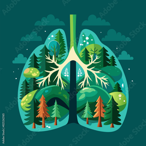 Green lung filled by the forest trees for healthy environment.