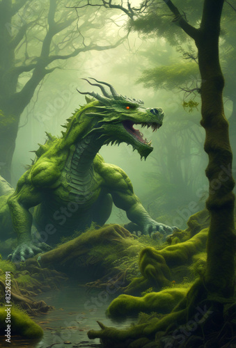 green dragon in water © Toby