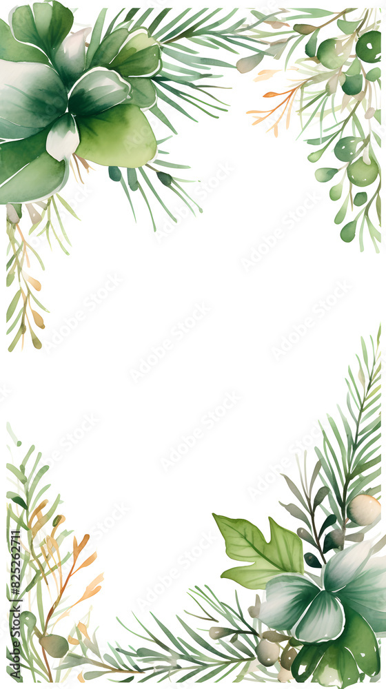 Elegant Botanical Frame with Green Leaves Elegant Botanical Frame with Green Leaves