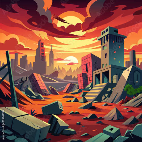 Post apocalyptic ruined city.