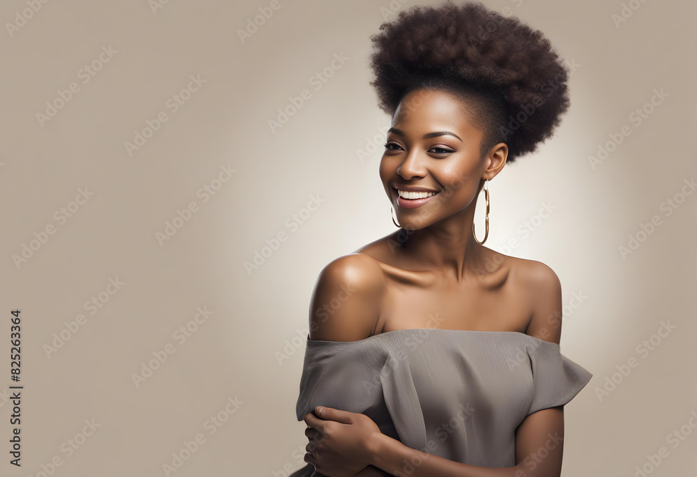 Beautiful black woman model smiling Beautiful black woman model smiling