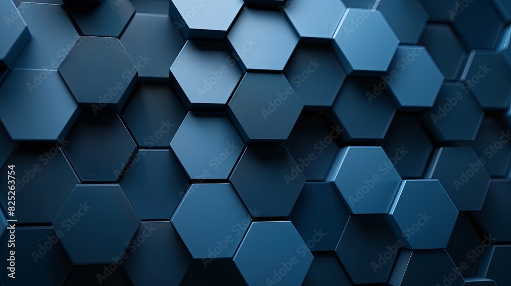 Abstract background featuring interlocking hexagons in cool tones, adding depth and dimension Abstract background featuring interlocking hexagons in cool tones, adding depth and dimension